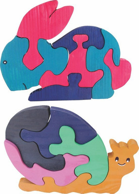 

Enigmatic Woodworks Wooden Jigsaw Puzzle Rabbit + Smiling Snail(2 Pieces)
