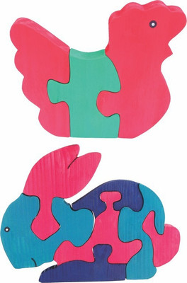 

Enigmatic Woodworks Wooden Jigsaw Puzzle Hen + Rabbit(2 Pieces)