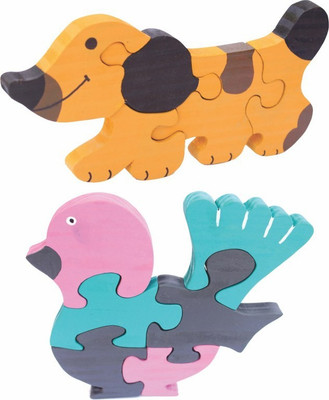 

Enigmatic Woodworks Wooden Jigsaw Puzzle Dog + Feather Bird(2 Pieces)