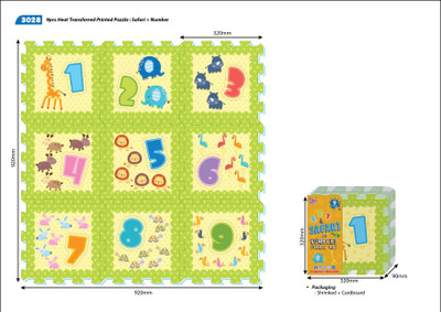 

Sunta 12.60 inch - 10 mm -Safari + Numbers (1-9) 9 pcs. Heat Transferred Puzzle Mat(9 Pieces)