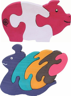 

Enigmatic Woodworks Wooden Jigsaw Puzzle Pig + Pony Snail(2 Pieces)