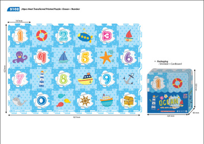 

Sunta 6.50 inch - 10 mm -Ocean + Number 24 pcs. Heat Transferred Puzzle Mat(24 Pieces)