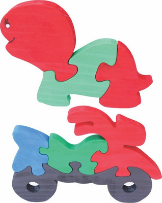 

Enigmatic Woodworks Wooden Jigsaw Puzzle Baby Tortoise + Bike(2 Pieces)