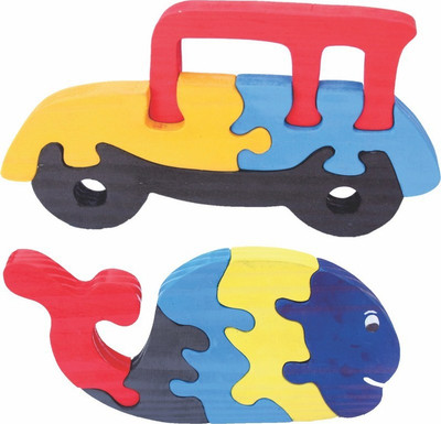 

Enigmatic Woodworks Wooden Jigsaw Puzzle Car + Whale(2 Pieces)