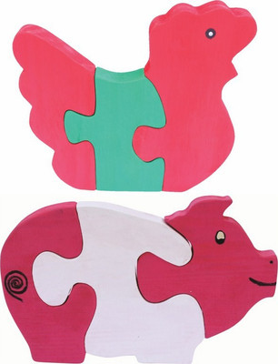 

Enigmatic Woodworks Wooden Jigsaw Puzzle Hen + Pig(2 Pieces)