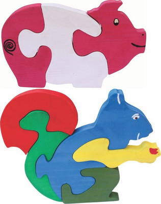 

Enigmatic Woodworks Wooden Jigsaw Puzzle Pig + Squirrel(2 Pieces)