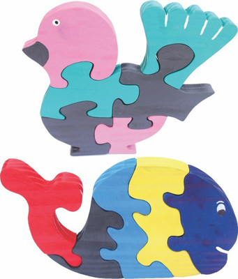 

Enigmatic Woodworks Wooden Jigsaw Puzzle Feather Bird + Whale(2 Pieces)