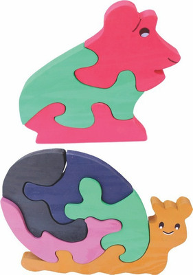 

Enigmatic Woodworks Wooden Jigsaw Puzzle Frog + Smiling Snail(2 Pieces)