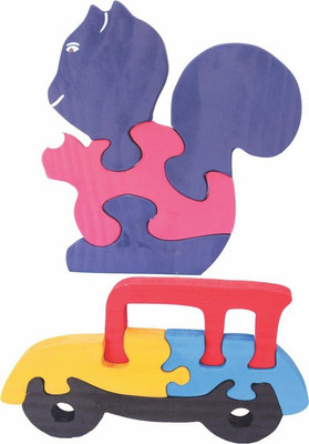 

Enigmatic Woodworks Wooden Jigsaw Puzzle Baby Squirrel + Car(2 Pieces)