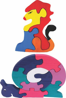 

Enigmatic Woodworks Wooden Jigsaw Puzzle Lion + Snail(2 Pieces)