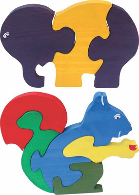 

Enigmatic Woodworks Wooden Jigsaw Puzzle Baby Elephant + Squirrel(2 Pieces)