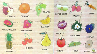 

DealBindaas Wooden Puzzle Fruits And Vegetables Combo(18 Pieces)