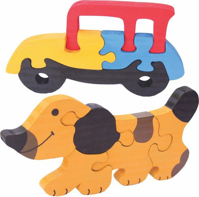 

Enigmatic Woodworks Wooden Jigsaw Puzzle Car + Dog(2 Pieces)