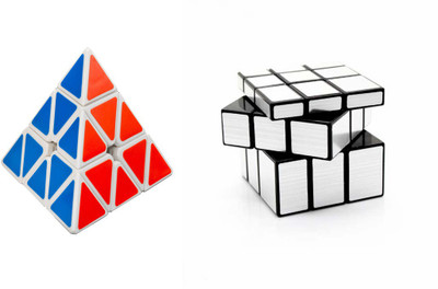 Montez Shengshou Sliver Mirror Cube & Pyraminx Speed white -set of 2(2 Pieces)