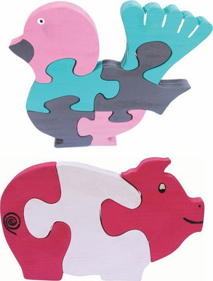 

Enigmatic Woodworks Wooden Jigsaw Puzzle Feather Bird + Pig(2 Pieces)