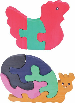 

Enigmatic Woodworks Wooden Jigsaw Puzzle Hen + Smiling Snail(2 Pieces)