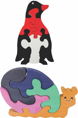 

Enigmatic Woodworks Wooden Jigsaw Puzzle Penguin + Smiling Snail(2 Pieces)