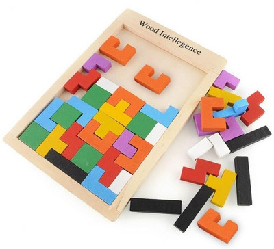 

Kuhu Creations Wooden Brain Teaser Tangram Puzzle Toys For Kids.(38 Pieces)