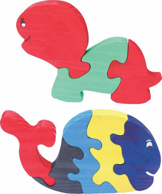 

Enigmatic Woodworks Wooden Jigsaw Puzzle Baby Tortoise + Whale(2 Pieces)