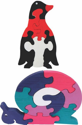 

Enigmatic Woodworks Wooden Jigsaw Puzzle Penguin + Snail(2 Pieces)