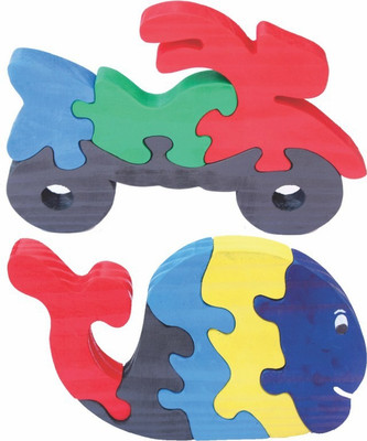 

Enigmatic Woodworks Wooden Jigsaw Puzzle Bike + Whale(2 Pieces)