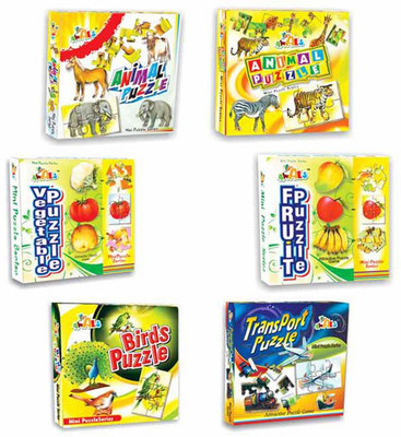

Awals Mini Puzzle Combo - Domestic and Wild Animal, Vegetable, Fruit, Birds, Transport(108 Pieces)