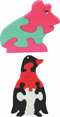 

Enigmatic Woodworks Wooden Jigsaw Puzzle Frog + Penguin(2 Pieces)