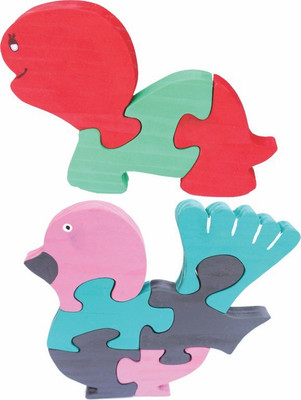 

Enigmatic Woodworks Wooden Jigsaw Puzzle Baby Tortoise + Feather Bird(2 Pieces)