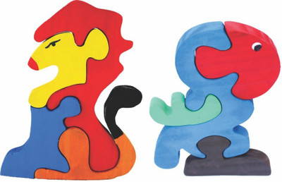 

Enigmatic Woodworks Wooden Jigsaw Puzzle Lion + Parrot(2 Pieces)