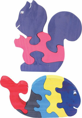 

Enigmatic Woodworks Wooden Jigsaw Puzzle Baby Squirrel + Whale(2 Pieces)