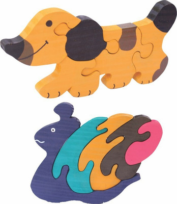 

Enigmatic Woodworks Wooden Jigsaw Puzzle Dog + Pony Snail(2 Pieces)