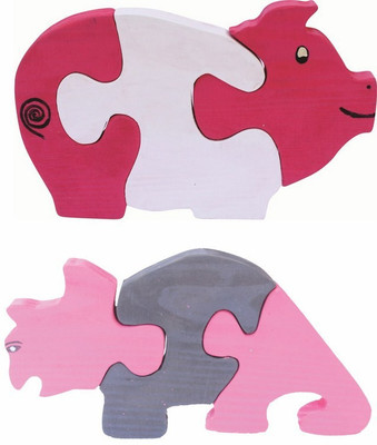 

Enigmatic Woodworks Wooden Jigsaw Puzzle Pig + Rhinoceros(2 Pieces)