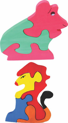 

Enigmatic Woodworks Wooden Jigsaw Puzzle Frog + Lion(2 Pieces)