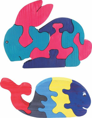 

Enigmatic Woodworks Wooden Jigsaw Puzzle Rabbit + Whale(2 Pieces)