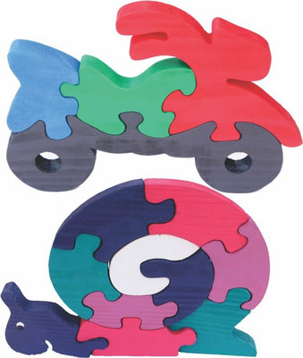 

Enigmatic Woodworks Wooden Jigsaw Puzzle Bike + Snail(2 Pieces)
