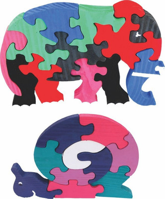 

Enigmatic Woodworks Wooden Jigsaw Puzzle Elephant + Snail(2 Pieces)