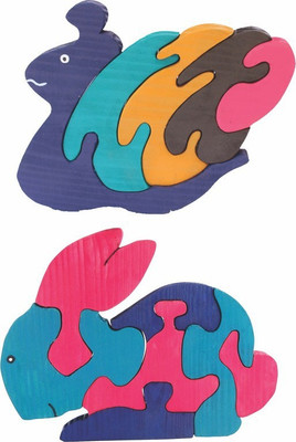 

Enigmatic Woodworks Wooden Jigsaw Puzzle Pony Snail + Rabbit(2 Pieces)