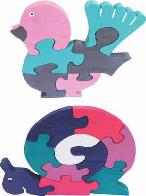 

Enigmatic Woodworks Wooden Jigsaw Puzzle Feather Bird + Snail(2 Pieces)