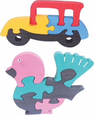 

Enigmatic Woodworks Wooden Jigsaw Puzzle Car + Feather Bird(2 Pieces)