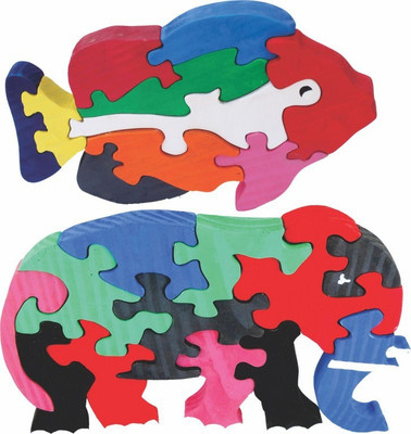 

Enigmatic Woodworks Wooden Jigsaw Puzzle Big Fish + Elephant(2 Pieces)