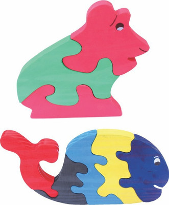

Enigmatic Woodworks Wooden Jigsaw Puzzle Frog + Whale(2 Pieces)