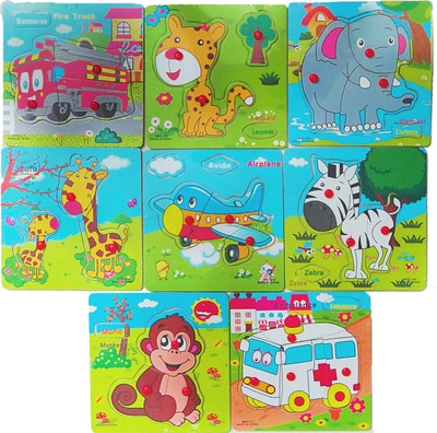 

Hnt Kids WoodenToySet of 3 Cartoon Pattern Puzzle Blocks with small plastic knobs for Children (3 Exciting Shapes as per Availability)(3 Pieces)