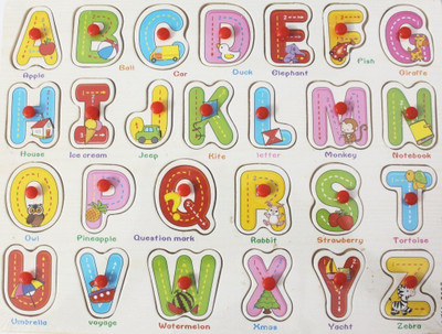 Little Grin English Captial Alphabets and Words Wooden Puzzle With Pegs(26 Pieces)