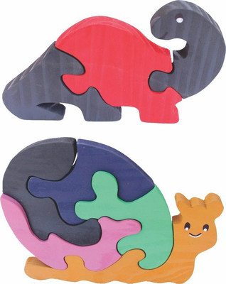 

Enigmatic Woodworks Wooden Jigsaw Puzzle Dinosaur (CN) + Smiling Snail(2 Pieces)
