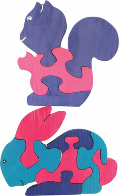 

Enigmatic Woodworks Wooden Jigsaw Puzzle Baby Squirrel + Rabbit(2 Pieces)
