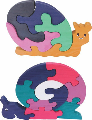 

Enigmatic Woodworks Wooden Jigsaw Puzzle Smiling Snail + Snail(2 Pieces)