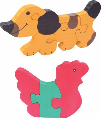 

Enigmatic Woodworks Wooden Jigsaw Puzzle Dog + Hen(2 Pieces)