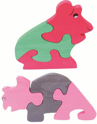 

Enigmatic Woodworks Wooden Jigsaw Puzzle Frog + Rhinoceros(2 Pieces)