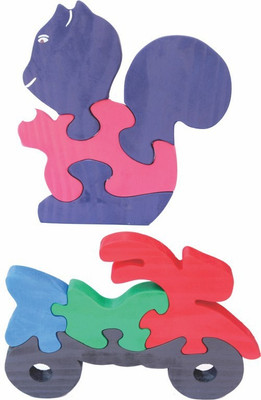 

Enigmatic Woodworks Wooden Jigsaw Puzzle Baby Squirrel + Bike(2 Pieces)