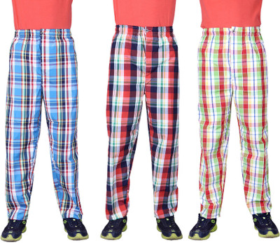 

Belmarsh Indi Men Checkered Pyjama(Pack of 3, Light_yellow;red;turquoise